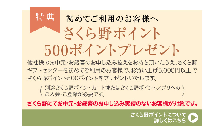 さくら野ポイント500ポイントプレゼント